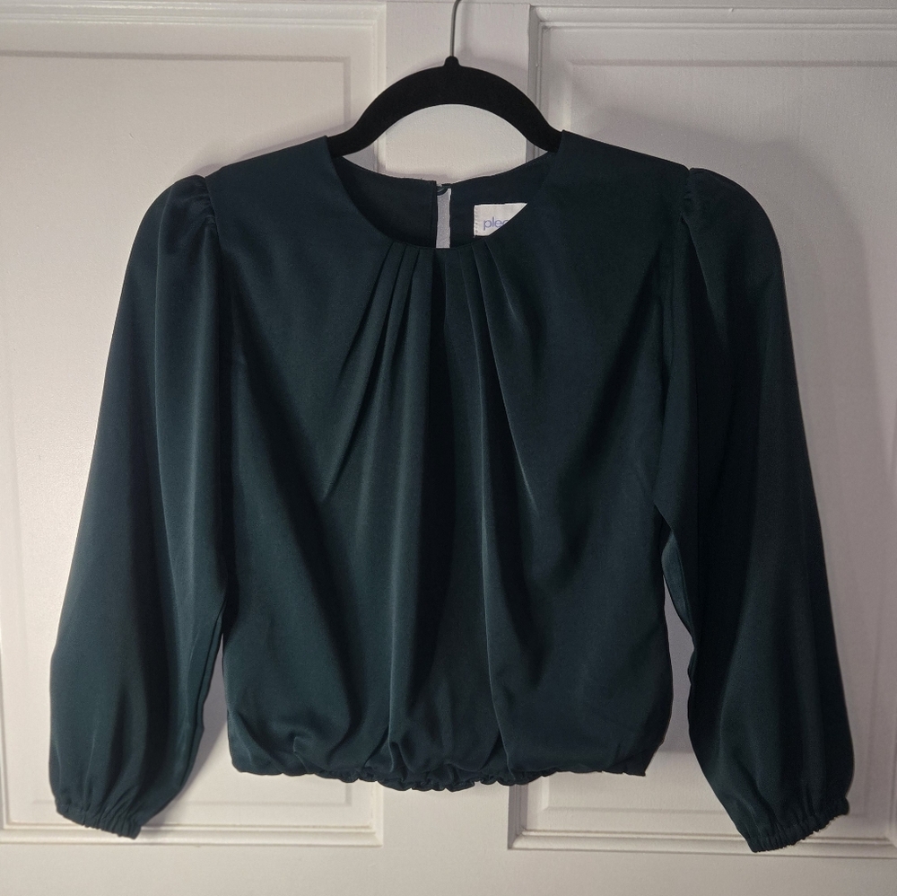 Pleat Wren Top Dark Green